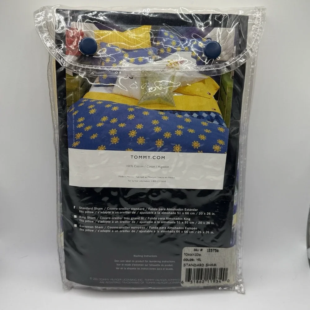 Tommy Hilfiger Standard Pillow Sham Yellow Striped 2001 new In‎ Package Cotton